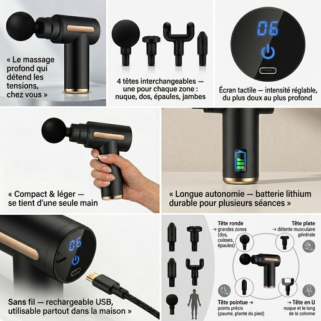 Reliva™ Appareil de Massage à Percussion — Soulage Dos, Nuque & Cervicales | Conçu pour les Seniors