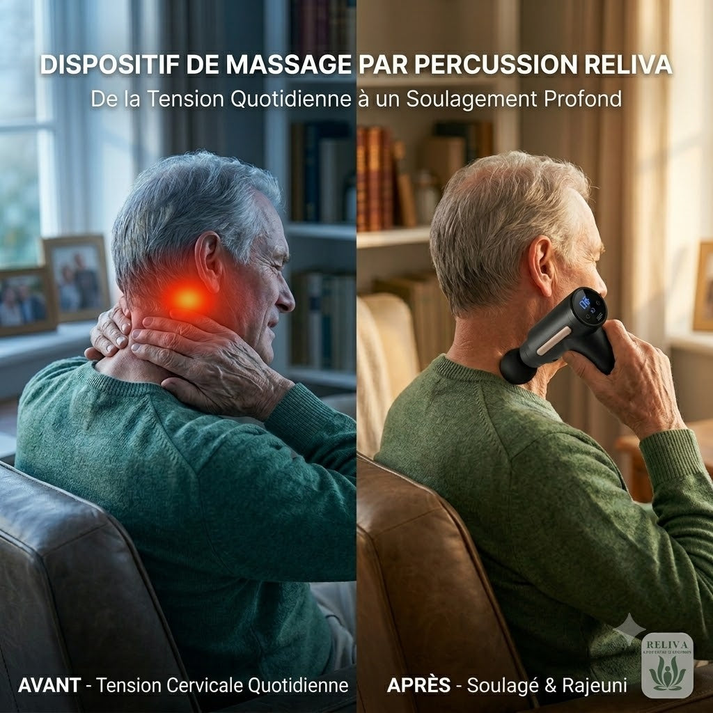 Reliva™ Appareil de Massage à Percussion Senior — Dos, Nuque, Cervicales, Jambes, Bras & Confort Articulaire (Arthrose)